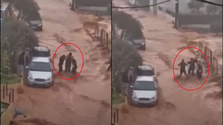 Πλημμύρες στην Κρήτη: Καρέ καρέ η διάσωση γυναίκας από τα ορμητικά νερά [βίντεο]