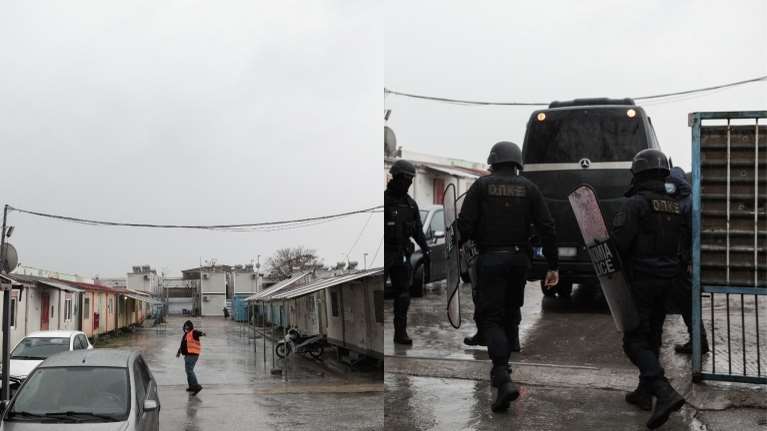 Επιχείρηση εκκένωσης της δομής φιλοξενίας μεταναστών στον Ελαιώνα από την αστυνομία-  Συνελήφθησαν δύο άτομα [Εικόνες]