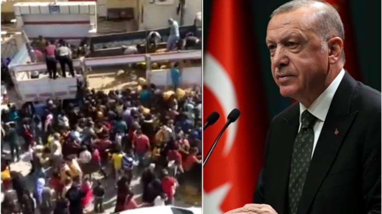 Αδιανόητες εικόνες στην Τουρκία: Ο Ερντογάν ξεκίνησε να μοιράζει πατάτες - Πολίτες τις μάζευαν ακόμα και από κάτω [Βίντεο]