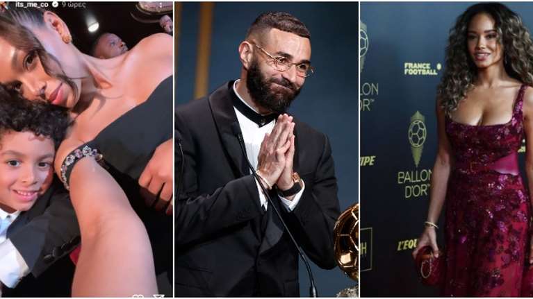 Ο Καρίμ Μπενζεμά πήρε τη Χρυσή Μπάλα με τη νυν και την πρώην σύντροφό του στο πλευρό του [εικόνες]