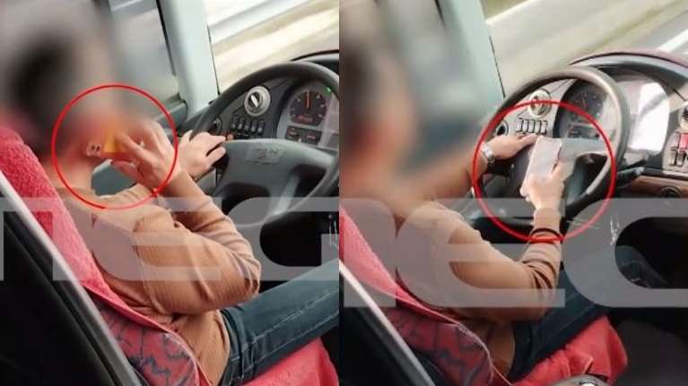 Φόβος και τρόμος &quot;ραλίστας&quot; οδηγός ΚΤΕΛ- Πήγαινε με 130χλμ. και με το τηλέφωνο κολλημένο πάνω του σε Αθήνα-Πύργο