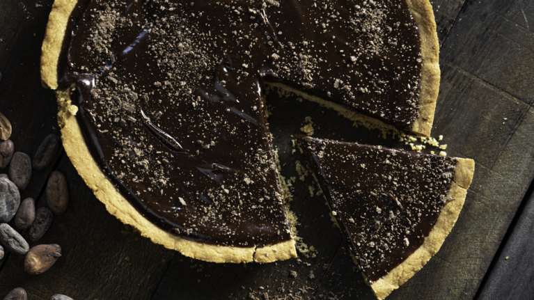 Τέλειο γλυκό χωρίς ζάχαρη - Τάρτα με σοκολάτα και φιστικοβούτυρο