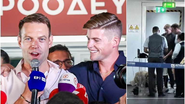 Κασσελάκης - Τάιλερ - Φάρλι: Η φωτογραφία ντοκουμέντο από το αεροδρόμιο πριν πετάξουν για Νέα Υόρκη