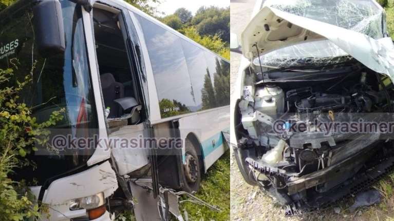 Κέρκυρα: Σοβαρό τροχαίο ΚΤΕΛ με ΙΧ αυτοκίνητο- Τέσσερις τραυματίες από την πλαγιομετωπική