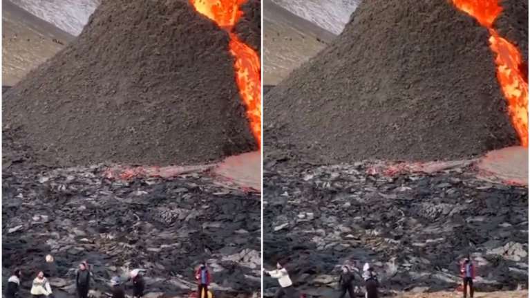 Viral: Ισλανδοί παίζουν βόλεϊ μπροστά από ηφαίστειο που &quot;ξερνάει&quot; λάβα [βίντεο]