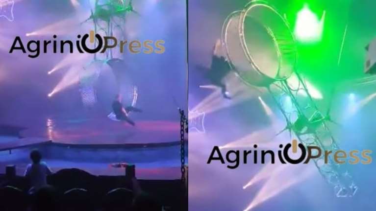Αγρίνιο: Η σοκαριστική στιγμή που Ιταλός ακροβάτης πέφτει από τον "ιπτάμενο μύλο" μπροστά στα μάτια των θεατών [Βίντεο]