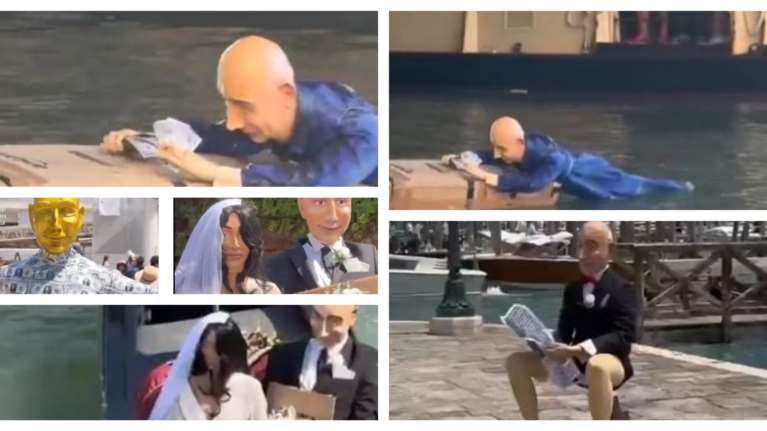 Βενετία: Εριξαν ομοίωμα του Τζεφ Μπέζος στο Μεγάλο Κανάλι  - Πληθαίνουν οι διαμαρτυρίες για τον γάμο του με τη Λόρεν Σάντσεζ [Βίντεο]