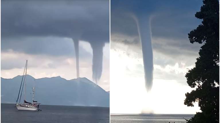 Διπλός υδροστρόβιλος ανάμεσα σε Αγκίστρι και Αίγινα - Εντυπωσιακό φαινόμενο [εικόνες - βίντεο]
