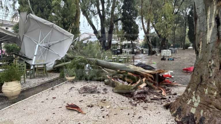Δυνατό μπουρίνι χτύπησε την Κέρκυρα: Επεσαν δένδρα, προβλήματα στην ηλεκτροδότηση και στο αεροδρόμιο