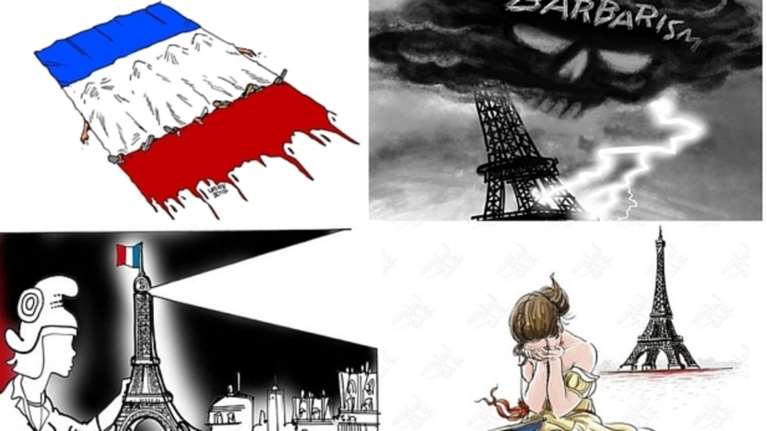 Σκιτσογράφοι από όλον τον κόσμο θρηνούν για το Παρίσι