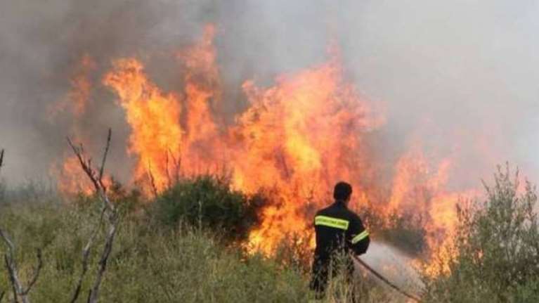 Σε εξέλιξη πυρκαγιά στο Σχηματάρι δίπλα στην Εθνική Οδό