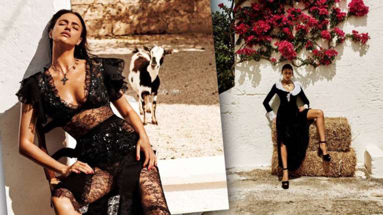 Η Ιρίνα Σάικ με μαύρη δαντέλα βάζει φωτιά στη Μεσόγειο - φωτό-