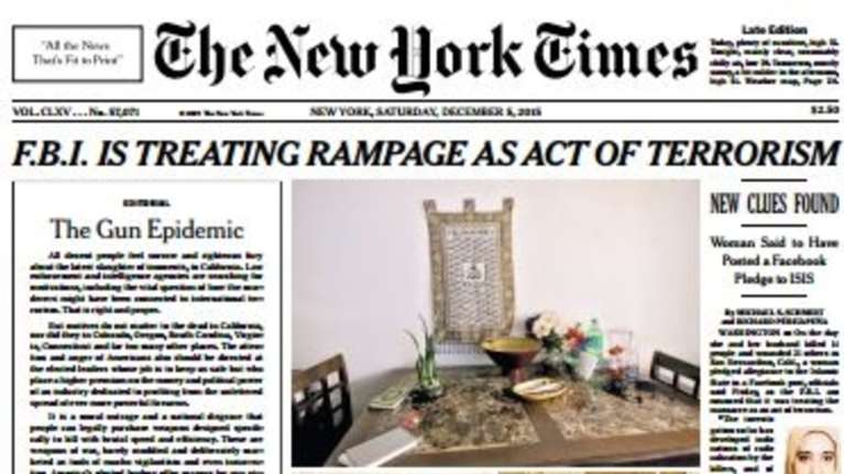 Με κύριο άρθρο κατά των όπλων σήμερα οι New York Times