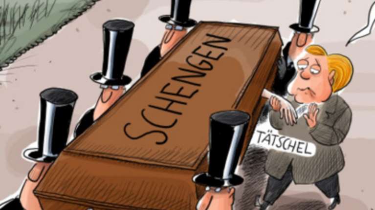 Ο ενταφιασμός της Σένγκεν σε ένα καυστικό σκίτσο