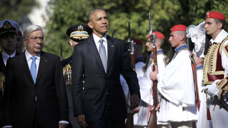 Στο Προεδρικό Μέγαρο ο Ομπάμα - Συνάντηση με Παυλόπουλο
