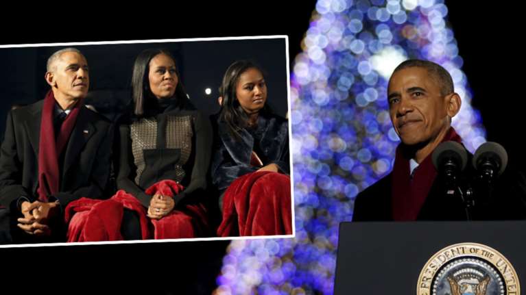 Η συγκίνηση του Ομπάμα όταν άναψε για τελευταία φορά το δέντρο του Λ. Οίκου