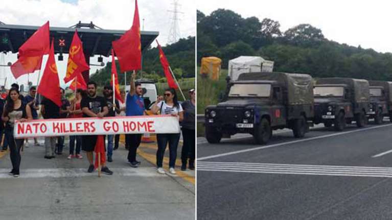 Μπλόκο σε αυτοκινητοπομπή του ΝΑΤΟ από το ΚΚΕ στην Κοζάνη