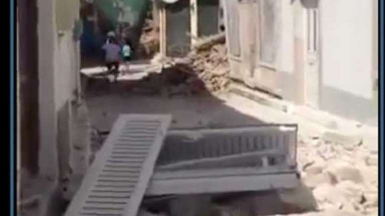 Πλωμάρι : Επεσε ο τρούλος του ναού του Αγ. Παντελεήμονα