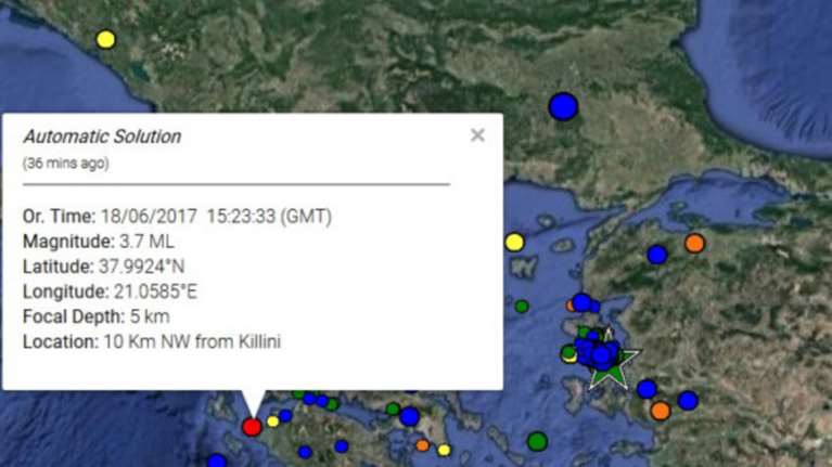Σεισμός 3,7 Ρίχτερ στην Ηλεία,το επίκεντρο κοντά στην Κυλλήνη
