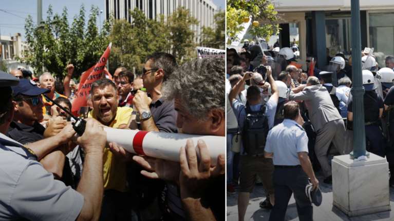 «Πόλεμος» για τα σκουπίδια: Ενταση και χημικά στο κέντρο