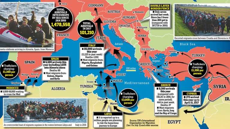 Οι μεταναστευτικές ροές προς την Ευρώπη σε ένα χάρτη