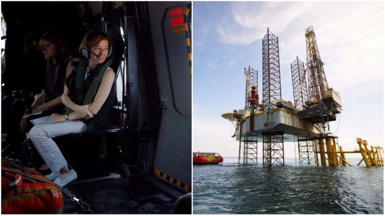 Με ελικόπτερο κοντά στο γεωτρύπανο η Γαλλίδα υπ. Άμυνας