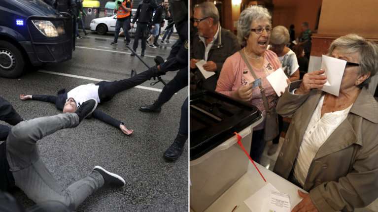 Καρέ καρέ τα βίαια επεισόδια στην Καταλονία για το δημοψήφισμα