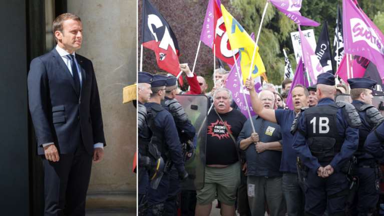 «Λουκέτο» στο γαλλικό δημόσιο, διαδηλώσεις κατά Μακρόν