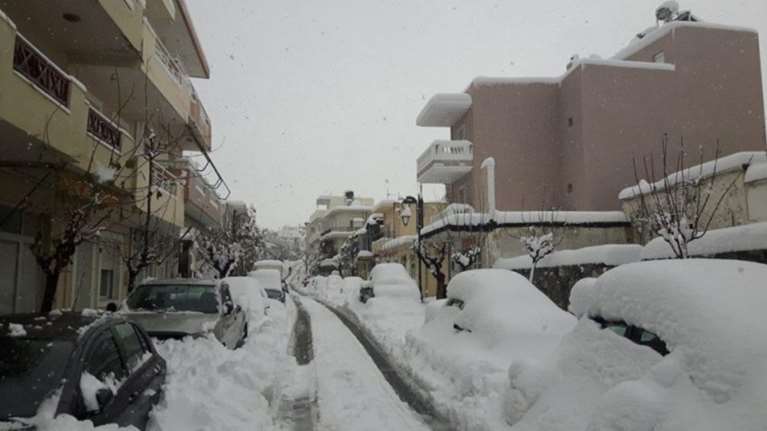 Ένα μέτρο το χιόνι στα Ανώγεια - Χιόνια και στο Οροπέδιο Λασιθίου Εικόνες