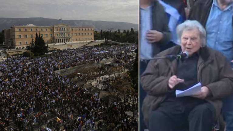 «Πύρινη» ομιλία Μίκη στο Σύνταγμα: Μας κυβερνούν μειοψηφίες