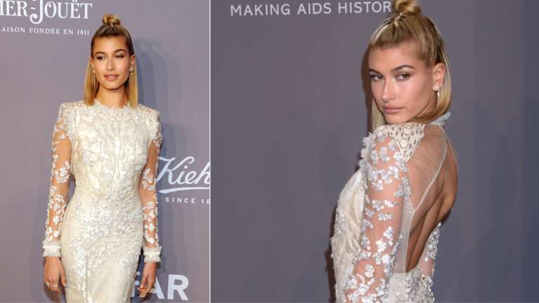 Χέιλι Μπάλντουιν: Εκθαμβωτική με φόρεμα εμπνευσμένο από νυφικό στο amFAR