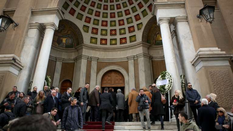 Παυλόπουλος, Τσίπρας, Καραμανλής στην κηδεία Παναγόπουλου