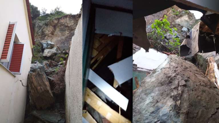 Προβλήματα &amp; ζημιές από την κακοκαιρία: Βράχοι σε σπίτια στο Πλωμάρι