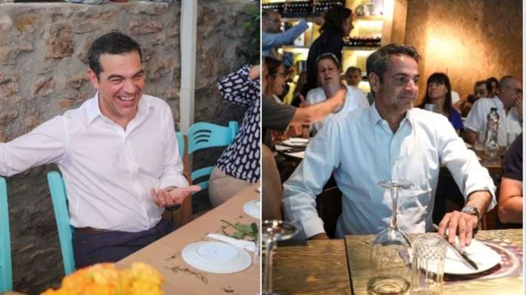 Χαλαρές στιγμές για τους αρχηγούς πριν τις κάλπες