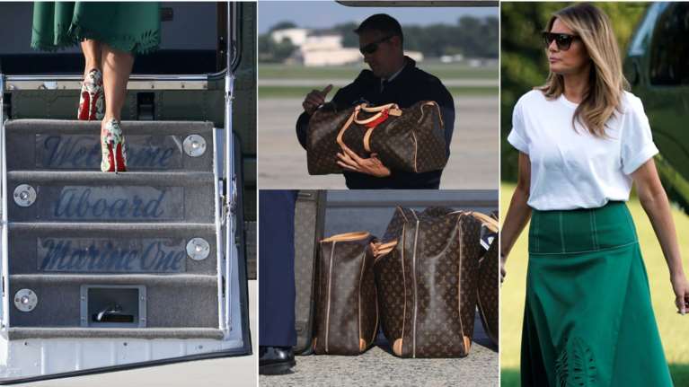 Μελάνια Τραμπ: Με αμέτρητες Louis Vuitton και φλοράλ Louboutin στιλέτο