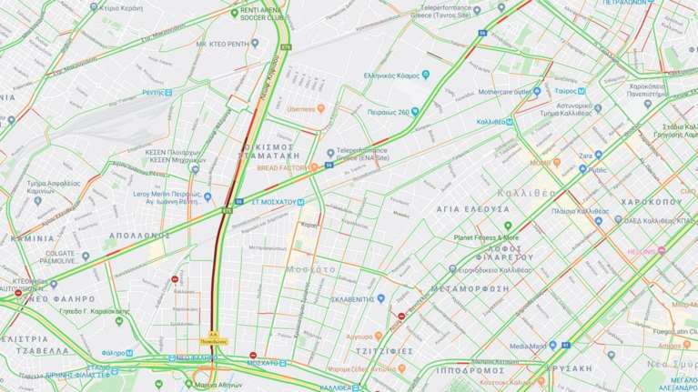 Live η κίνηση: Τροχαίο στον Κηφισό - Μεγάλο μποτιλιάρισμα