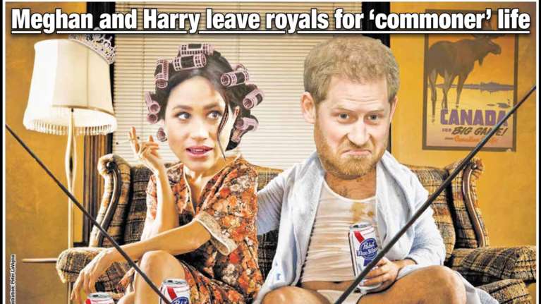 Ξεκαρδιστικά πρωτοσέλιδα: Η Μέγκαν με ρόλεϊ &amp; ο Χάρι με μπυροκοιλιά