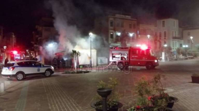 Χανιά: Κάηκε περίπτερο έξω από την Μητρόπολη [εικόνα]