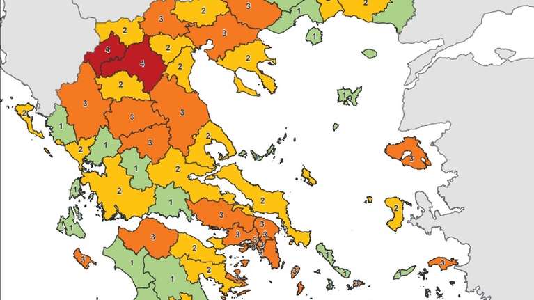 Κορονοϊός - Χάρτης: Σε ποιο επίπεδο βρίσκεται η περιοχή σας - Ολα τα μέτρα που ισχύουν
