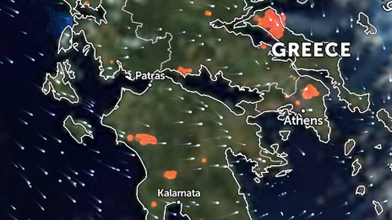 Φωτιές στην Ελλάδα: Δείτε live από δορυφόρο την πύρινη λαίλαπα στη χώρα