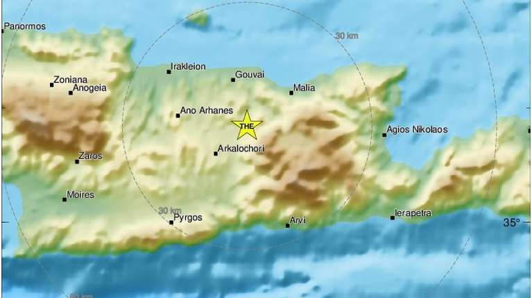 Σεισμός στην Κρήτη: Ταρακουνήθηκε και πάλι το Αρκαλοχώρι
