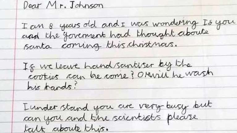 "Στον Άγιο Βασίλη, να δώσω αντισηπτικό;": Το υπέροχο γράμμα 8χρονου στον Μπόρις Τζόνσον