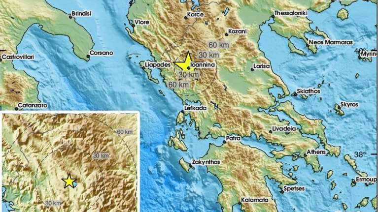 Σεισμός 4,1 Ρίχτερ  στα Ιωάννινα - Το επίκεντρο της δόνησης 2 χιλιόμετρα από την πόλη