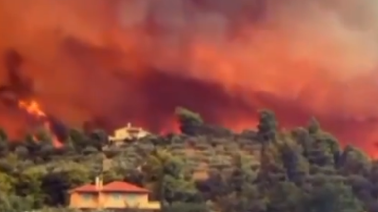 Φωτιά στην Εύβοια: Εφιάλτης με 30χλμ ανεξέλεγκτο πύρινο μέτωπο - Κάηκαν σπίτια - Οι φλόγες έξω από τη Μονή Οσίου Δαυίδ