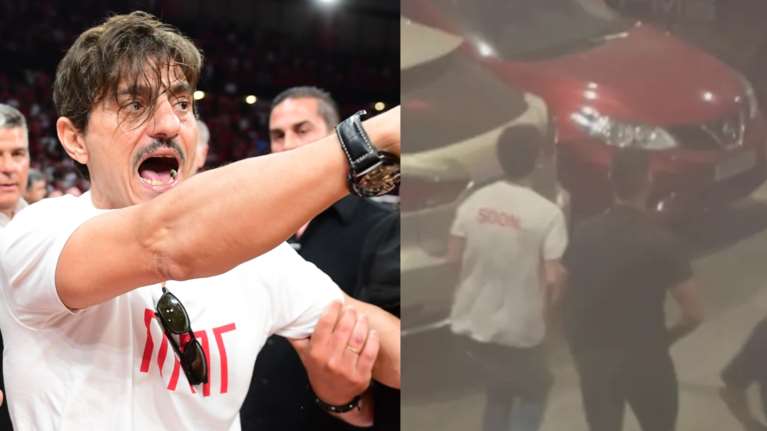 Η στιγμή που φεύγει τρέχοντας ο Γιαννακόπουλος από το ΣΕΦ - &quot;Αποχώρησε για να μην συλληφθεί&quot;, λέει ο Ολυμπιακός [βίντεο]