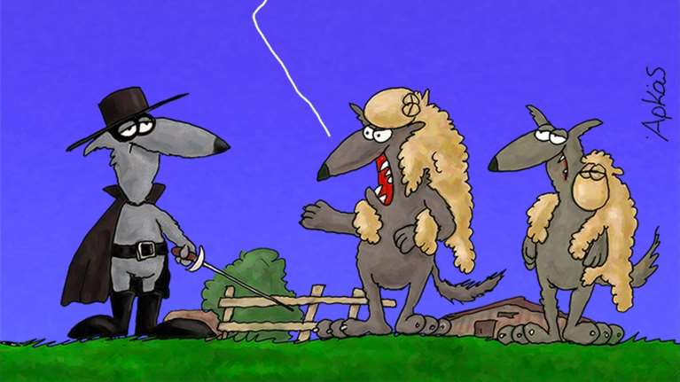 Αρκάς: Το ξεκαρδιστικό σκίτσο με τους λύκους που ντύθηκαν... πρόβατα