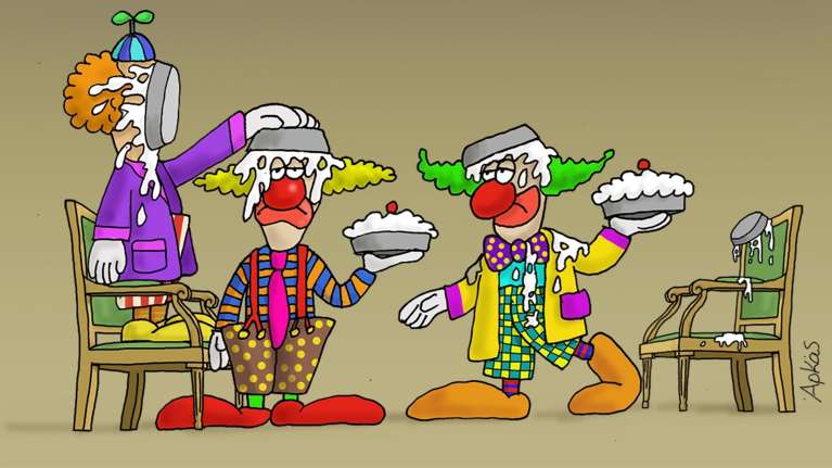 Η καυστική καλημέρα του Αρκά: Οι τρεις θλιμμένοι κλόουν, ο τουρτοπόλεμος και τα σχόλια για ΣΥΡΙΖΑ