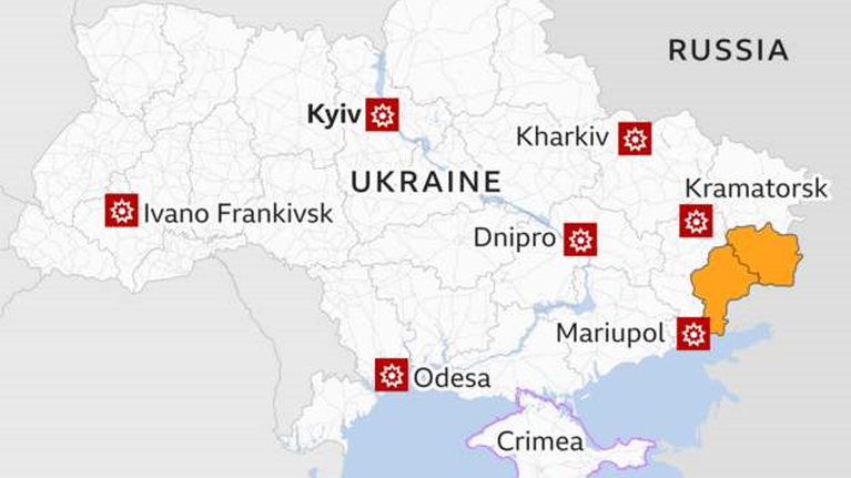 Πόλεμος στην Ουκρανία: Δείτε στον χάρτη σε ποια σημεία χτυπάνε οι Ρώσοι τους Ουκρανούς