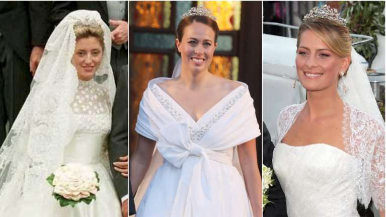 Τρεις νύφες, μία τιάρα, 26 χρόνια: Η Μαρί Σαντάλ, η Τατιάνα Μπλατνικ και η Νίνα Φλορ την ημέρα του γάμου τους