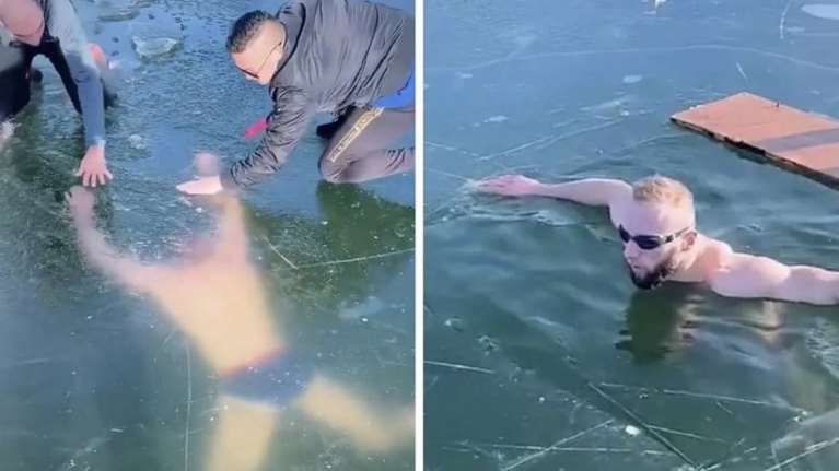 Τρόμος: Αθλητής βούτηξε κάτω από στρώμα πάγου αλλά έχασε τον προσανατολισμό του και κινδύνεψε να μην βγει στην επιφάνεια [ΒΙΝΤΕΟ]